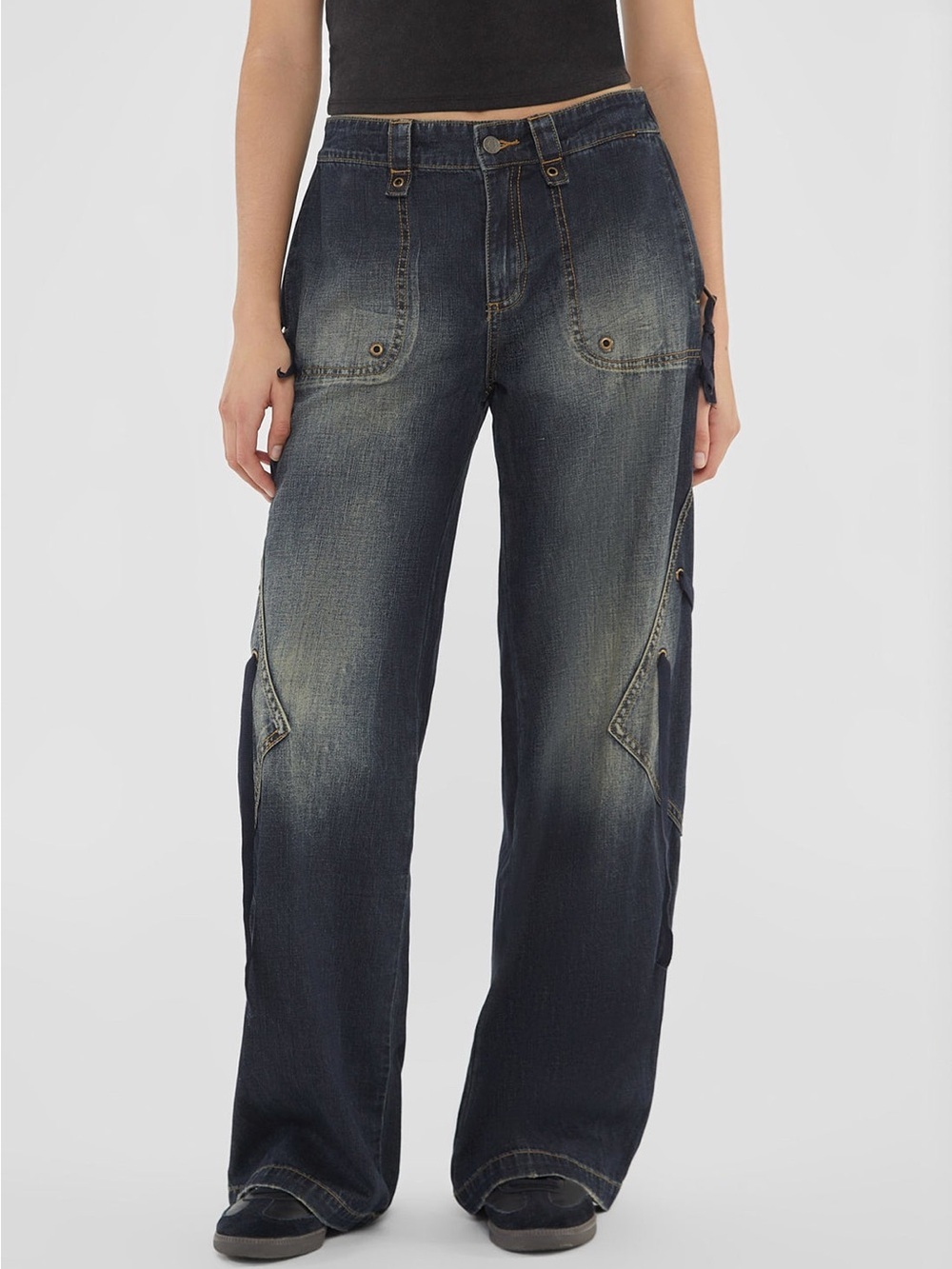 New Guess Originals Grey Cargo Denim Jeans Sz 27